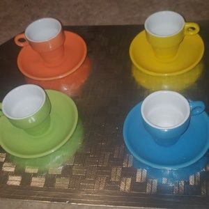 X4 mini coffee  cup and matching plate set all ne